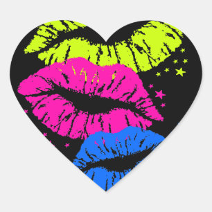 Corey Tiger 80er Lips & Stars Herz-Aufkleber