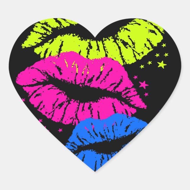 Corey Tiger 80er Lips & Stars Herz-Aufkleber (Vorderseite)