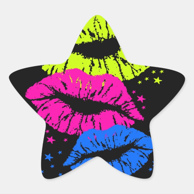 Corey Tiger 80er Lips & Stars Stern-Aufkleber (Vorderseite)