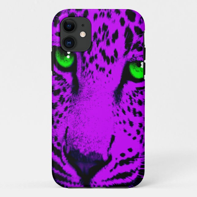 Corey Tiger 80er Neon Leopard Face (Lila) Case-Mate iPhone Hülle (Rückseite)