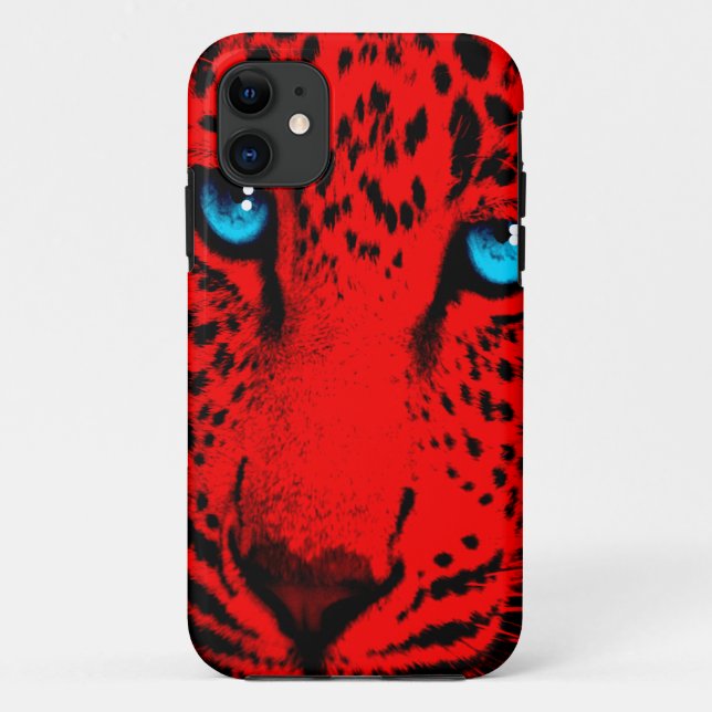 Corey Tiger 80er Neon Leopard Gesicht (rot) Case-Mate iPhone Hülle (Rückseite)