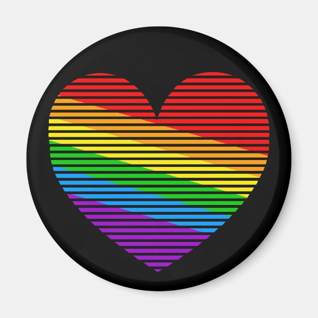 Corey Tiger 80er Rainbow Strip Heart Magnet (Vorne)