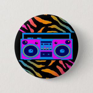 COREY TIGER-80er RETRO BOOMBOX TIGER-STREIFEN Button