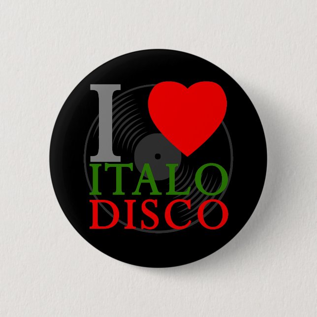 Corey Tiger 80er Retro I Liebe Italo Disco Button (Vorderseite)