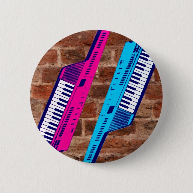Corey Tiger 80er Retro Keytar Brick Wall Button (Vorderseite)