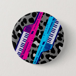 Corey Tiger 80er Retro Keytar Leopardenprint Button