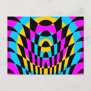 Corey Tiger 80er Retro Op-Art Postkarte