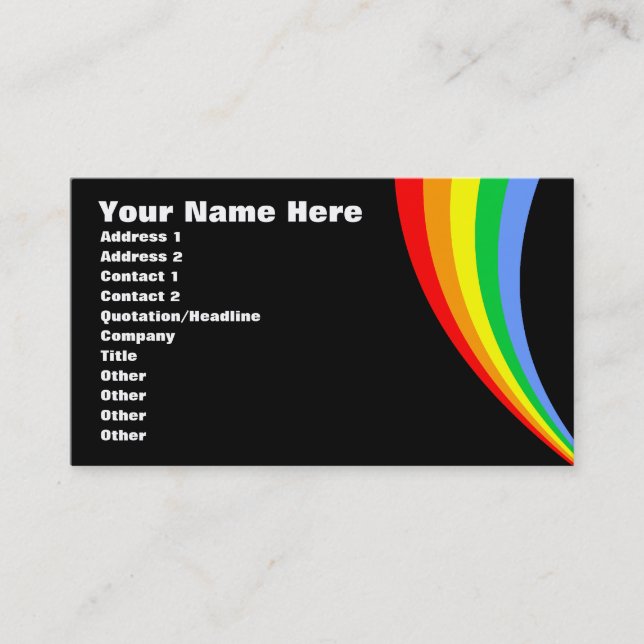 Corey Tiger 80er Retro Rainbow Visitenkarte (Vorderseite)