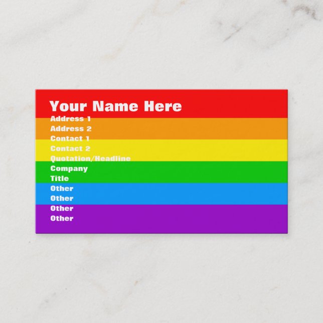 Corey Tiger 80er Retro Rainbow Visitenkarte (Vorderseite)