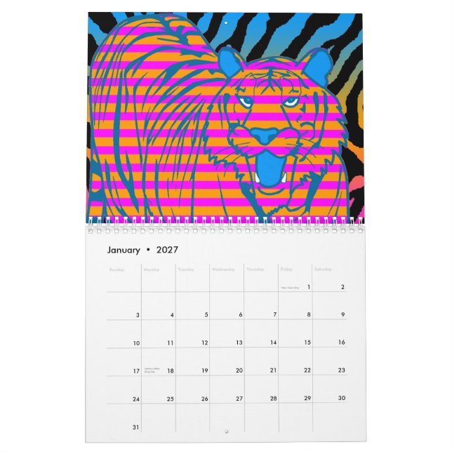Corey Tiger 80er Retro Style 2011 Kalender (Jan 2027)