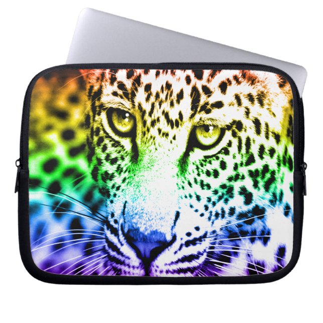 Corey Tiger 80er Snow Leopard (Regenbogen) Laptopschutzhülle (Vorderseite)
