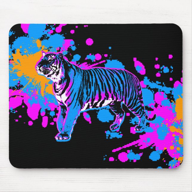 Corey Tiger 80er Tiger-Farbspritzer-Mauspad Mousepad (Vorne)