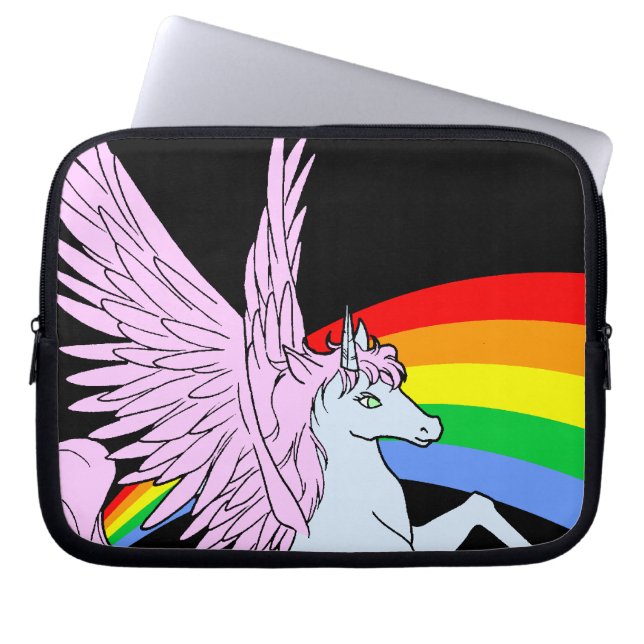 Corey Tiger 80er Unicorn Rainbow Laptopschutzhülle (Vorderseite)