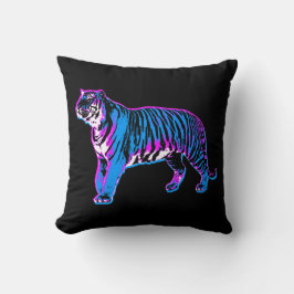 Corey Tiger 80er Vintag Neon Blue Tiger Kissen