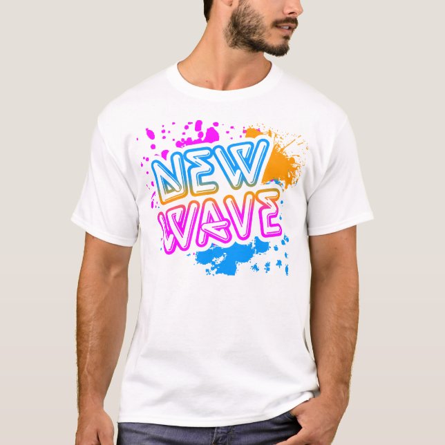Corey Tiger 80er Vintag New Wave Neon Spritzer T-Shirt (Vorderseite)