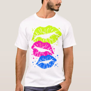 Corey Tiger 80er Vintage Lippen & Sterne Küsse T-Shirt