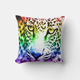 Corey Tiger 80er Vintage Regenbogen Schneeleopard Kissen