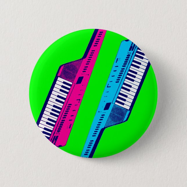 Corey Tiger 80's Retro Keytar Pink & Blue Button (Vorderseite)
