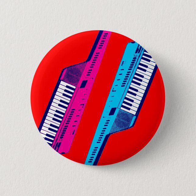 Corey Tiger 80's Retro Keytar Pink & Blue Button (Vorderseite)