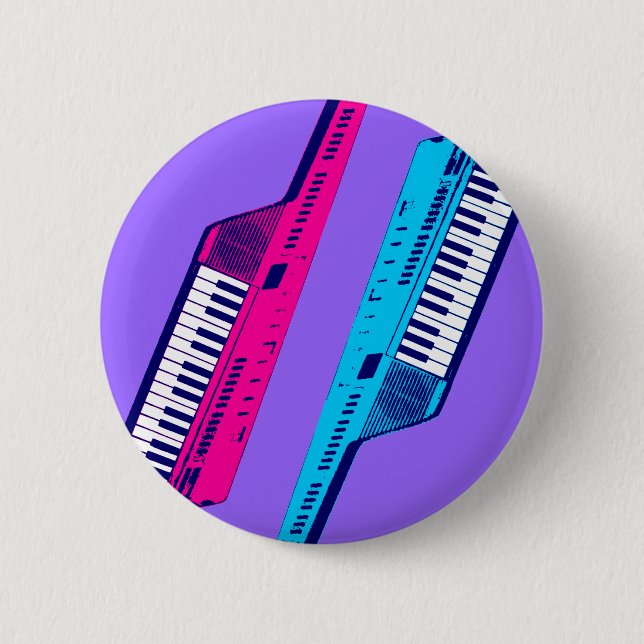 Corey Tiger 80's Retro Keytar Pink & Blue Button (Vorderseite)