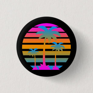 COREY TIGER-RETRO SONNENUNTERGANG-PALMEN BUTTON