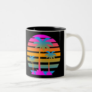 COREY TIGER-RETRO SONNENUNTERGANG-PALMEN ZWEIFARBIGE TASSE