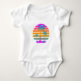 COREY TIGER RETRO SUNSET PALM BÄUME BABY STRAMPLER