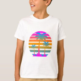 COREY TIGER RETRO SUNSET PALM BÄUME T-Shirt