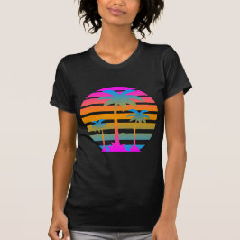 COREY TIGER RETRO SUNSET PALM BÄUME T-Shirt