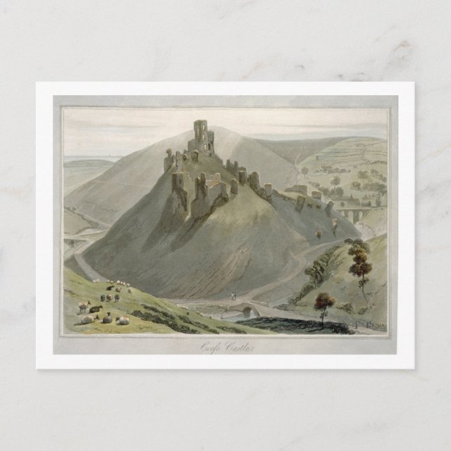 Corfe Castle aus "A Voyage Around Great Britain" Postkarte (Vorderseite)