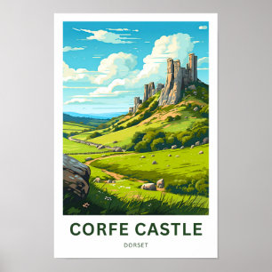 Corfe Castle Dorset Travel Print Poster
