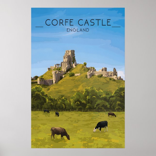 Corfe Castle Travel Poster (Vorne)