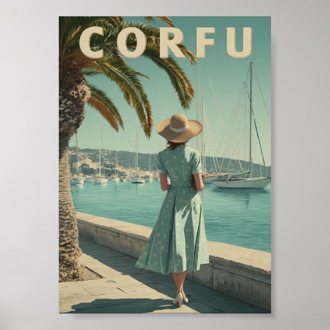Corfu 50s vintage travel poster (Vorne)