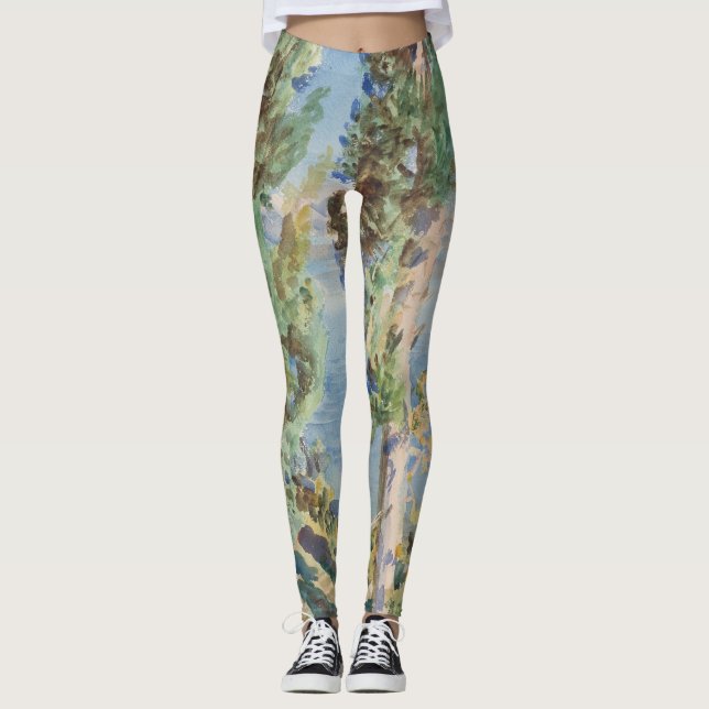 Corfu Cypresses von John Singer Sargent Leggings (Vorderseite)