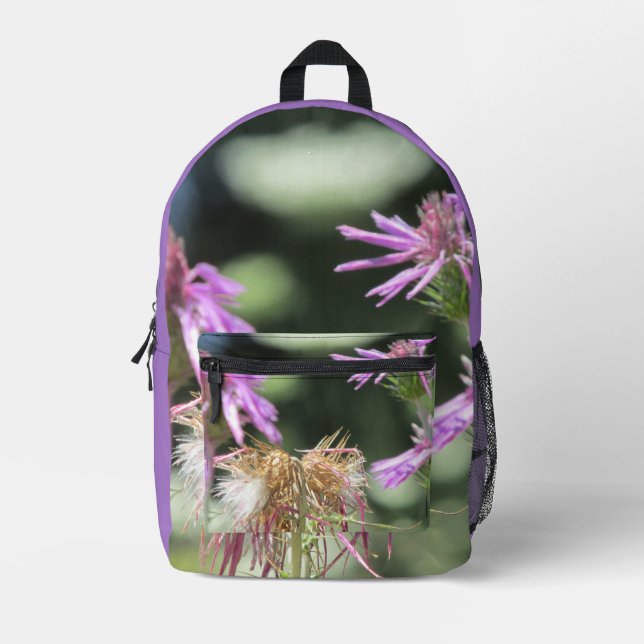 Corfu Lilac Wildblumen Bedruckter Rucksack (Vorderseite)