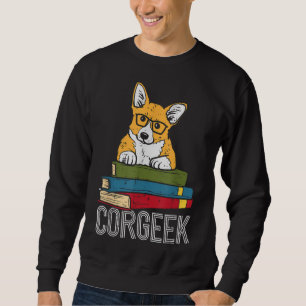 Corgeek Book Lover Welsh Corgi Funny Nerd Dog Lieb Sweatshirt