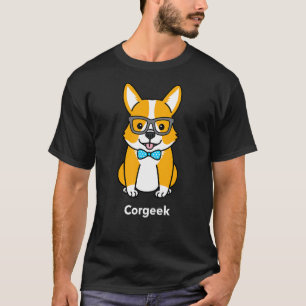 Corgeek Corgi trägt Brille und Fliege T-Shirt