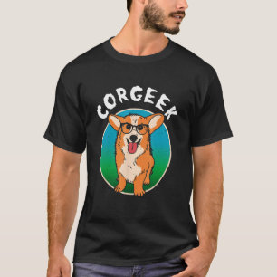 Corgeek Süße Corgi-Geek-Hunde-Pun- Bücherwurm Buch T-Shirt