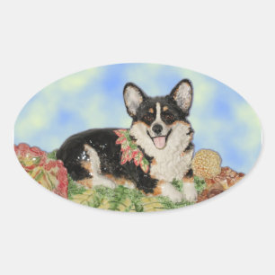 Corgi à trois couleurs dans les autocollants de fe