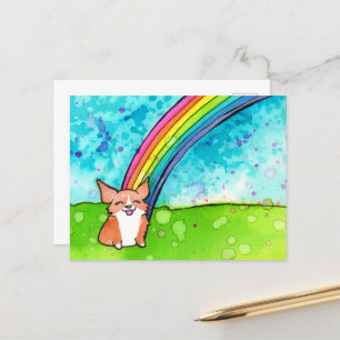 Corgi am Ende des Regenbogens Postkarte