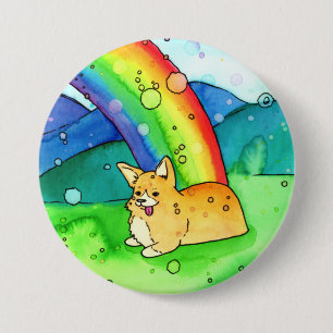 Corgi am Ende des Regenbogenschalters Button