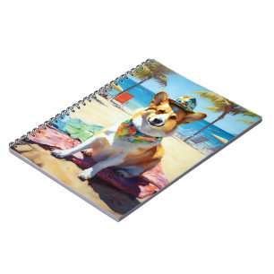Corgi am Strand, Sommergeschenk für Hundebesitzer  Notizblock