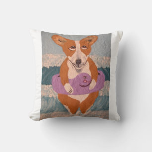 Corgi am Strand T-Shirt Kissen