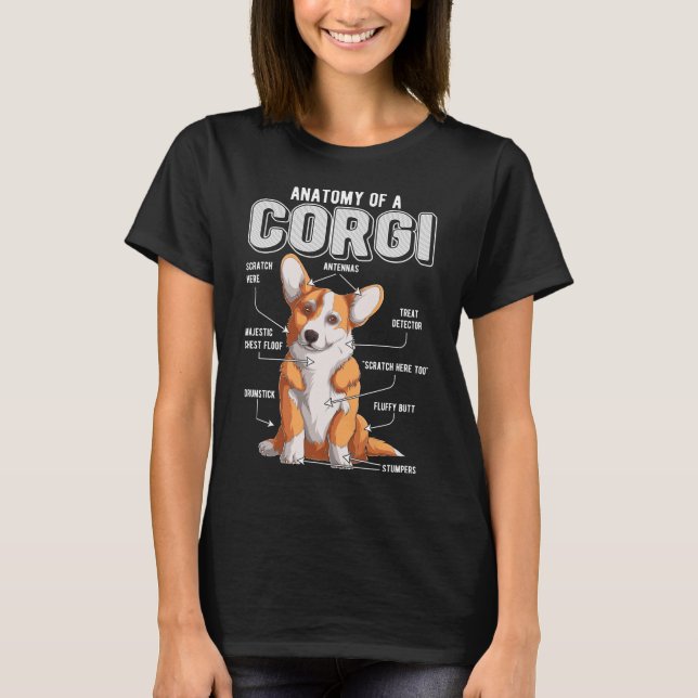 Corgi Anatomy Funny Dog T-Shirt (Vorderseite)