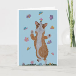Corgi and Butterflies Happy Mother's Day Karte