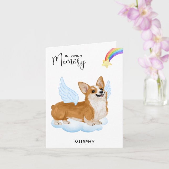 Corgi Angel Dog Memorial Pet Loss Beileid Karte (Orchidee)