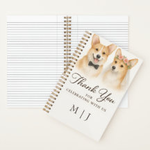 Corgi-Aquarell-Hochzeits-Dankeschön-Monogramme