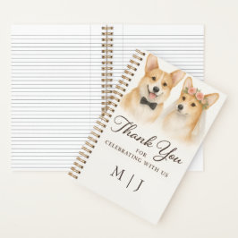 Corgi-Aquarell-Hochzeits-Dankeschön-Monogramme Notizbuch