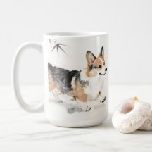 Corgi Aquarell – Whimsical japanische Tinte Hundek