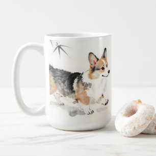 Corgi Aquarell – Whimsical japanische Tinte Hundek Kaffeetasse
